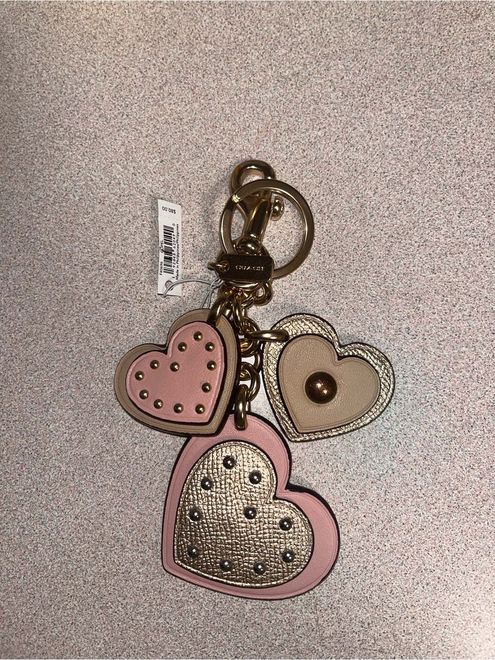 Coach Pink Heart Cluster Bag Charm Rare
